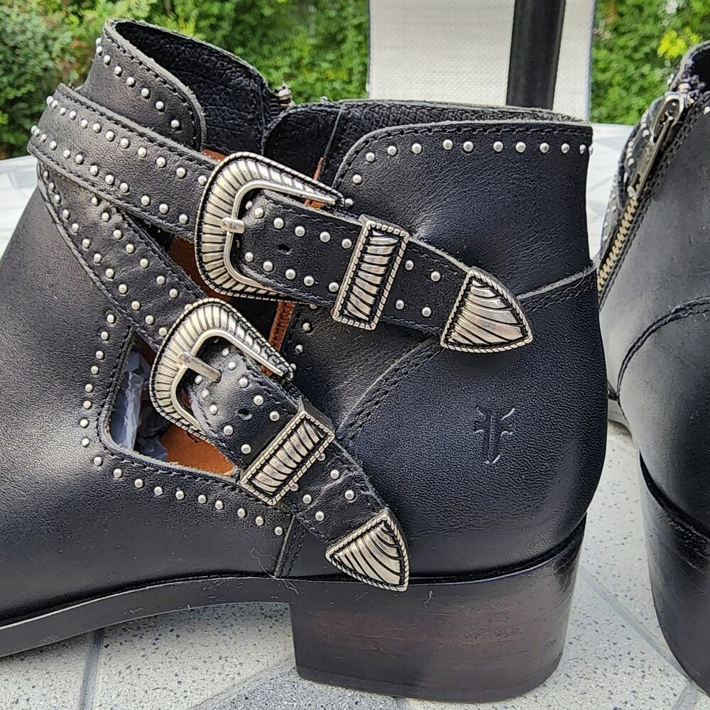 Frye Ray Western Shootie Double Buckle Ankle Boots 10 - Picture 5 of 12